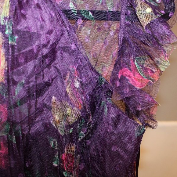 NEW MAC DUGGAL FLORAL RUFFLE FIT & FALE TULLE MIDI DRESS - Picture 8 of 9